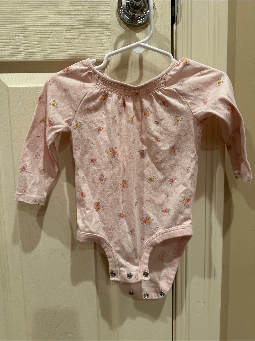 OshKosh B'gosh Light Pink Floral Long-Sleeve One-Piece Bodysuit